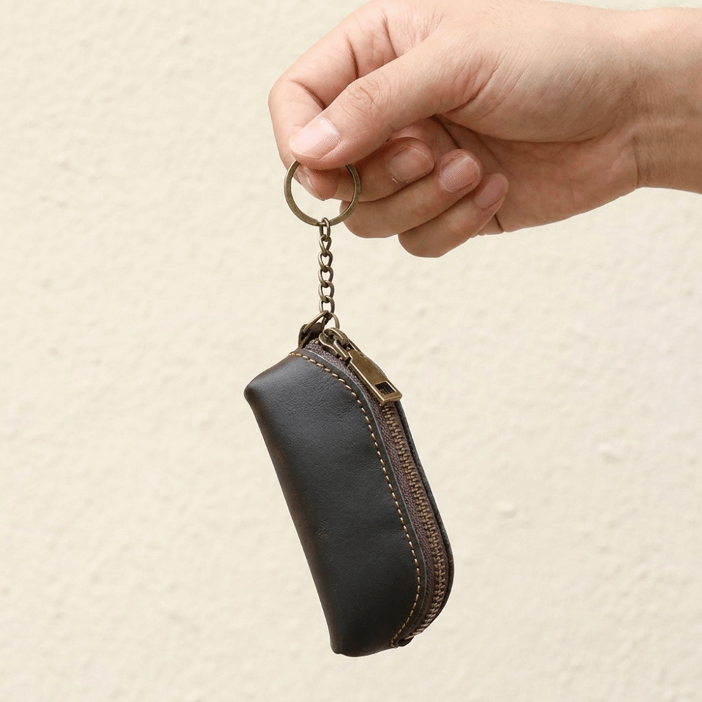 Leather Work For Car - 레트로 스타일의 분실 방지 미니 가죽