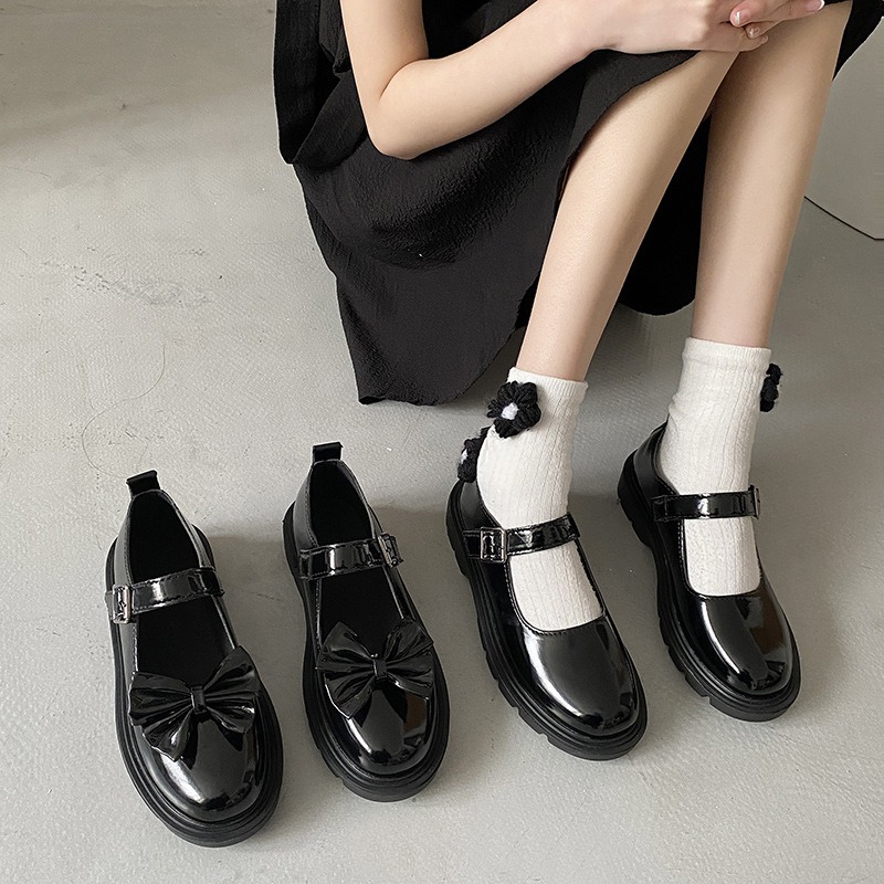 Leather Work Dress - 메리 제인 슈즈 얕은 입구 작은