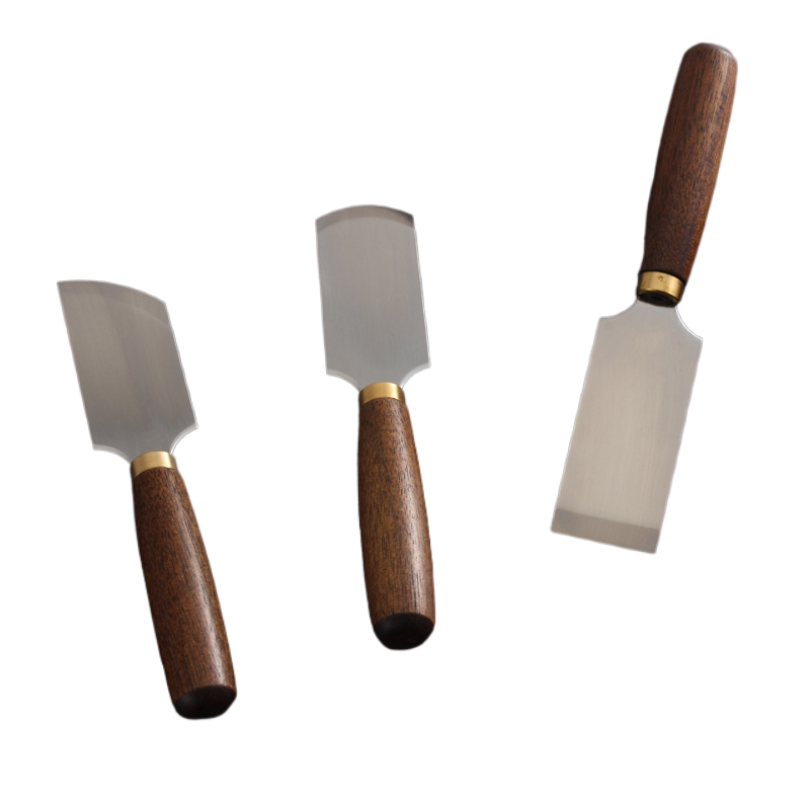Round Knife Leatherwork - 월넛 핸들 D2 스틸 일본식 스키빙