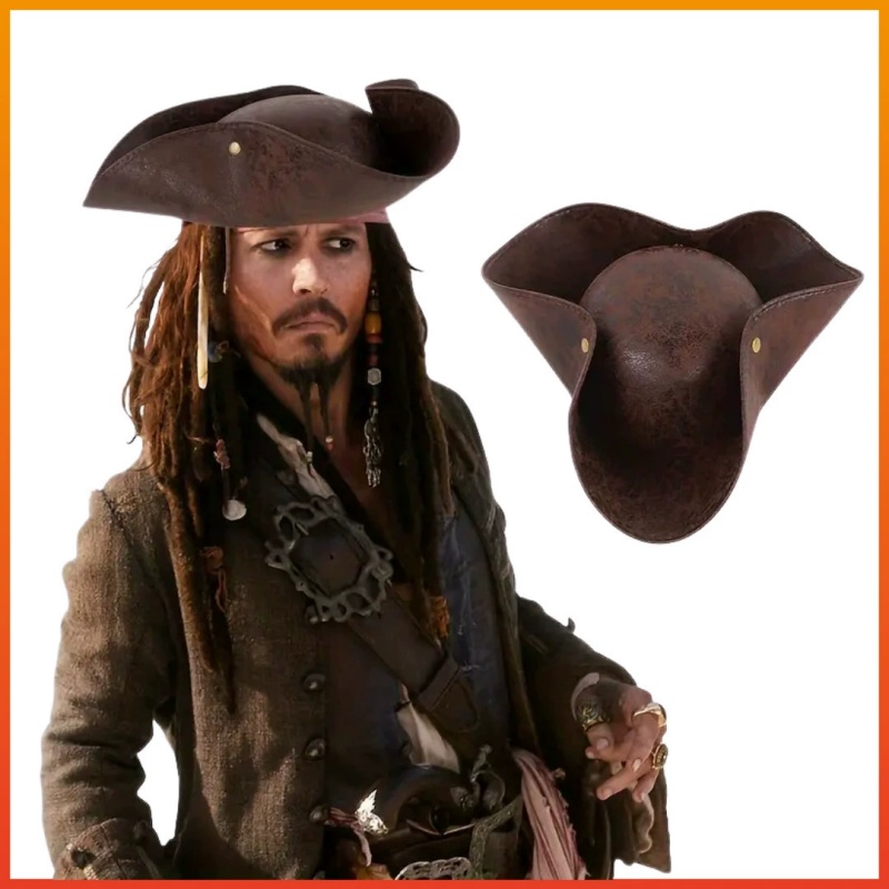 Leather Work Hat - 캐리비안의 해적 잭 스패로우 레플리카 삼각모자,