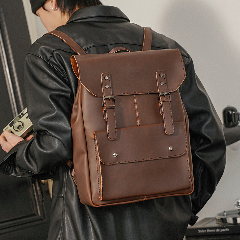 GOYN 빈티지 남성용 가죽 배낭 Bookbag 14  - Leather Work Rucksack 리뷰 및 가격