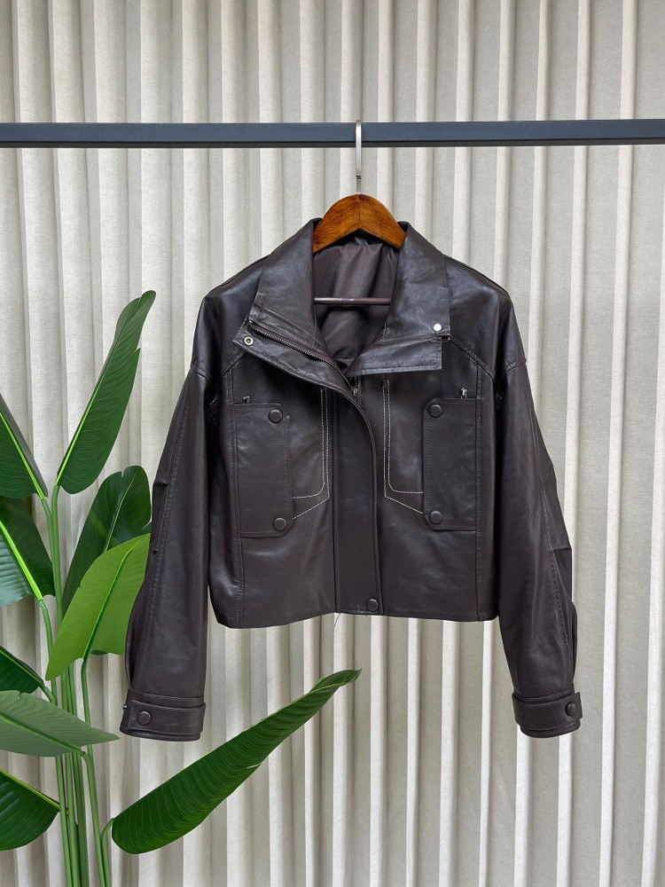 패션 여성 루즈핏 천연 가죽 숏 재킷, 여성용 레트로  - Leather Work Jacket Women'S 리뷰 및 가격