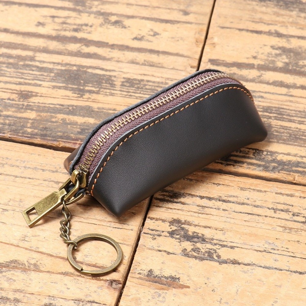 레트로 스타일의 분실 방지 미니 가죽 동전 지갑, 단색 - Leather Work For Car 리뷰 및 가격