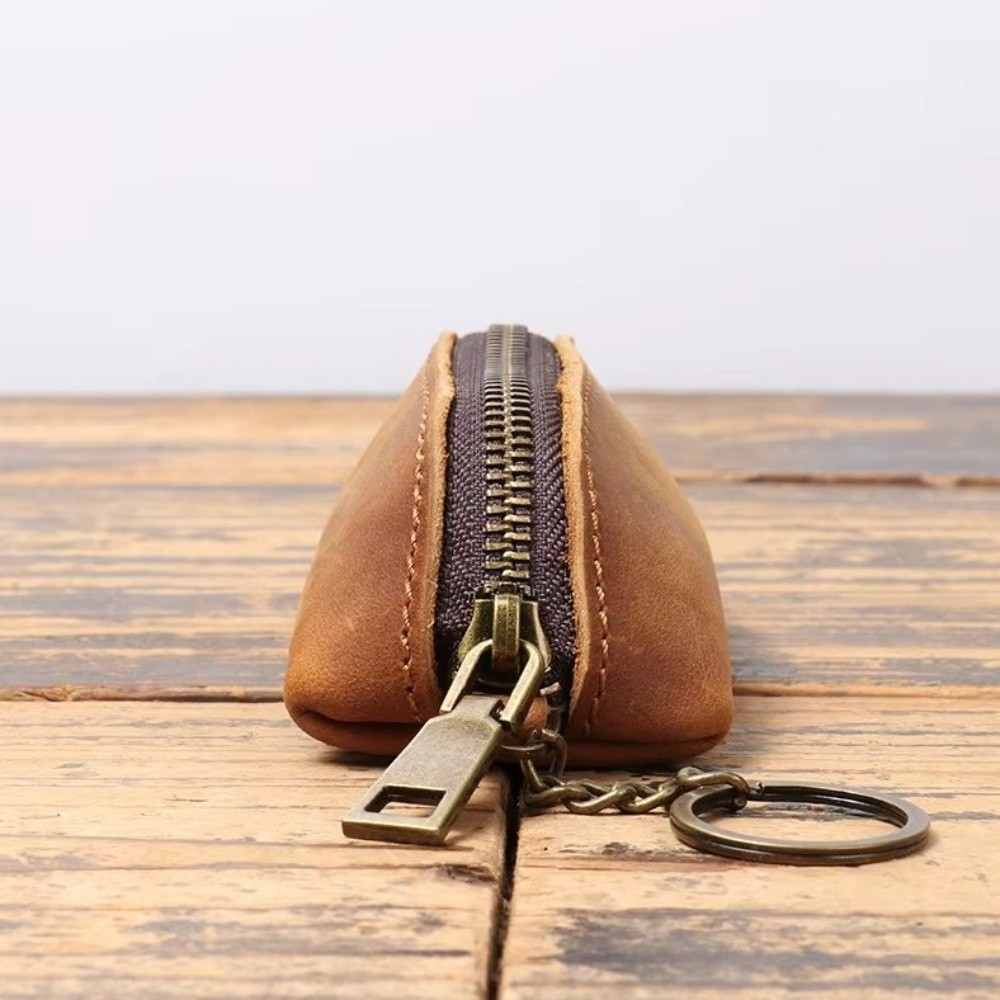 레트로 스타일의 분실 방지 미니 가죽 동전 지갑, 단색 - Leather Work For Car 리뷰 및 가격