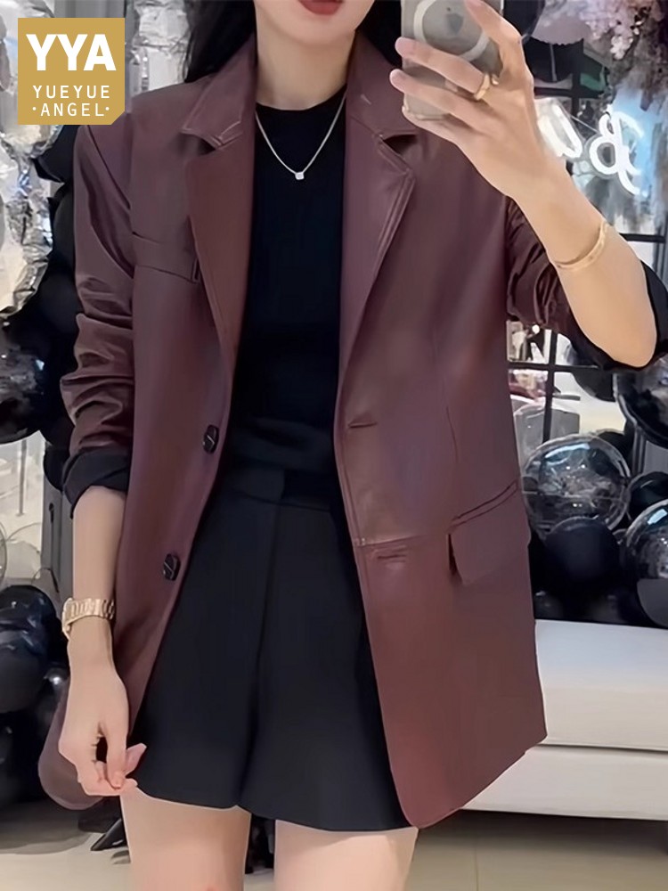가을 오피스 레이디스 워크 미드 롱 양가죽 진짜 가죽  - Leather Work Jacket Women'S 리뷰 및 가격
