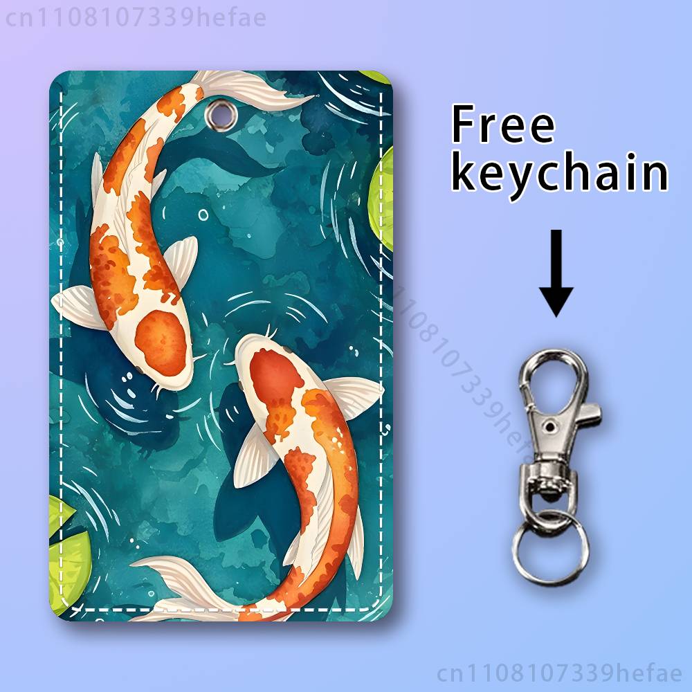 코이 잉어 그림 아트 홀더 은행 비즈니스 작업 카드 홀 - Leatherwork Art 리뷰 및 가격
