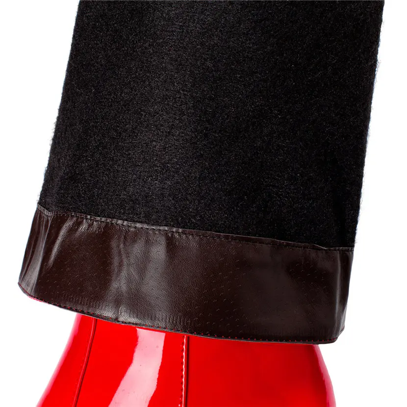 여성용 레드 화이트 에나멜 가죽 무릎 높이 부츠, 블록 - Leather Work Dress 리뷰 및 가격
