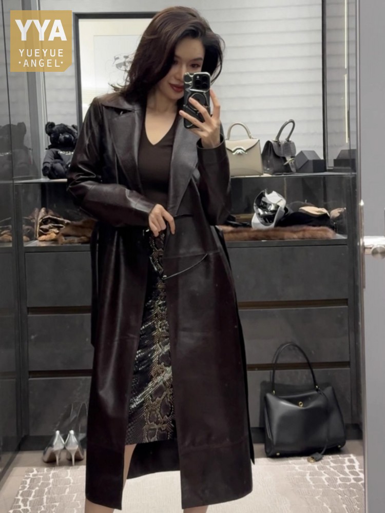 이탈리아 디자이너 사무실 숙녀, 긴 양가죽, 정품 가죽 - Leather Work Jacket Women'S 리뷰 및 가격